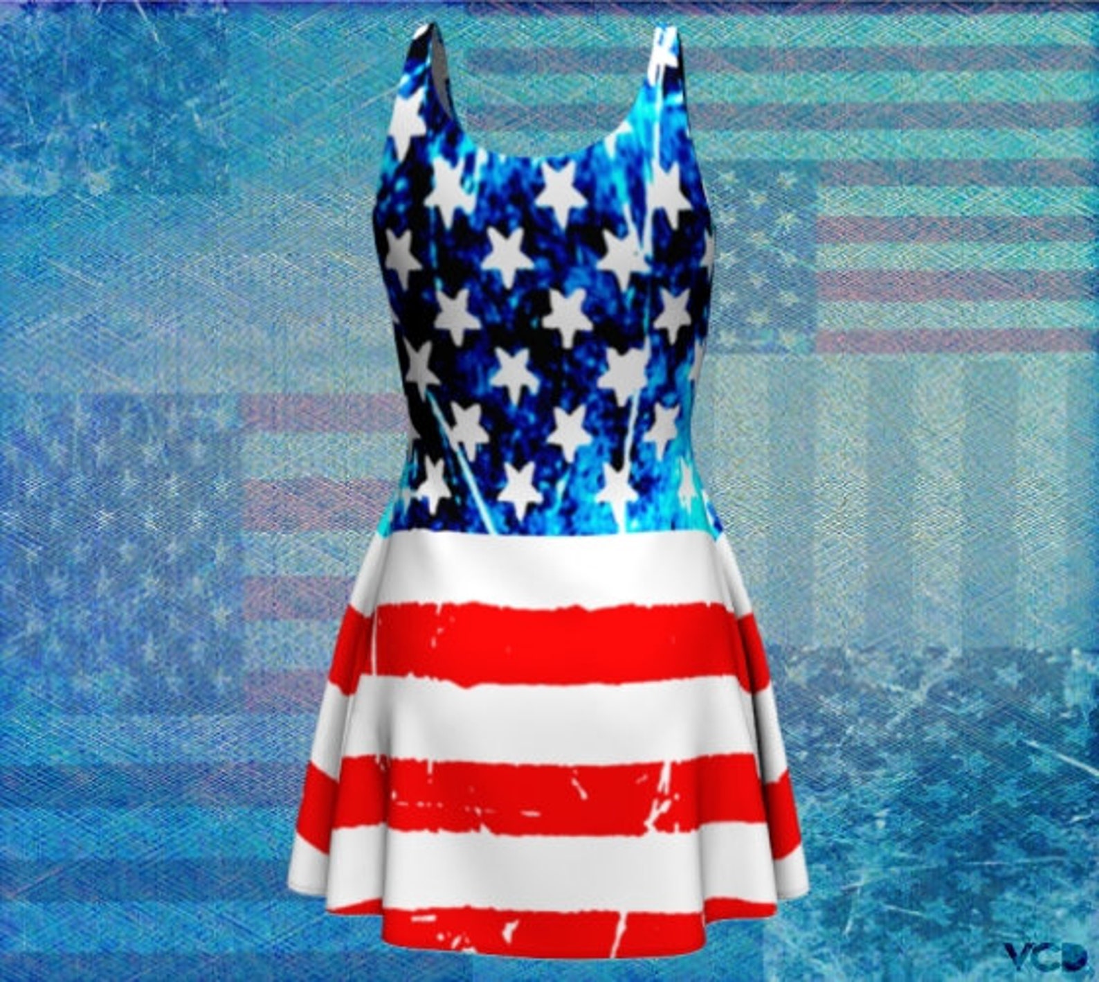 American Flag Red White and Blue DRESS WOMENS USA Flag Fit & - Etsy