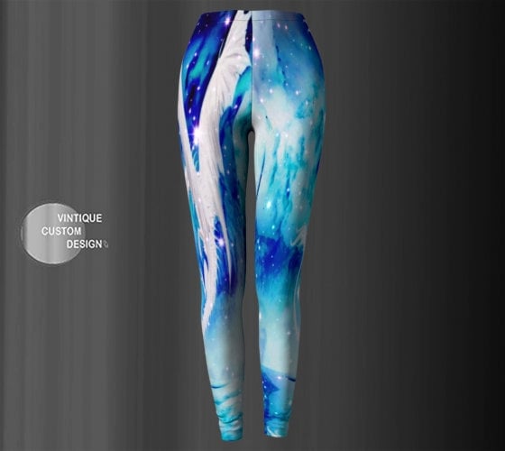 Ice DRAGON Leggings Blue White Silver Ice Dragon White Walker LEGGINGS  Women's GOT Game of Thrones Inspired Dragon Leggings Yoga Pants