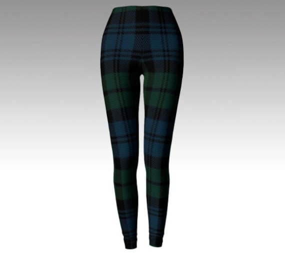 Tartan PLAID LEGGINGS Green and Blue 
