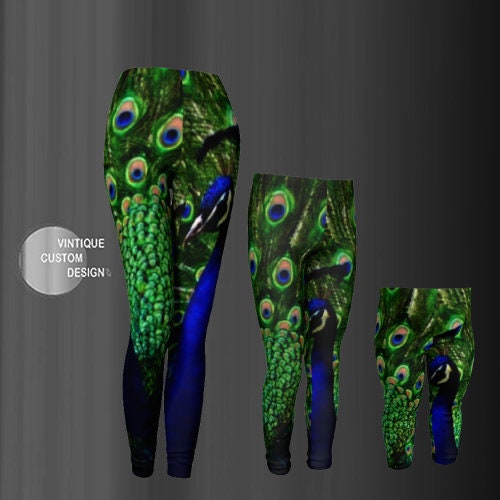 GIRLS PEACOCK LEGGINGS Baby Leggings Youth Leggings Kids Leggings