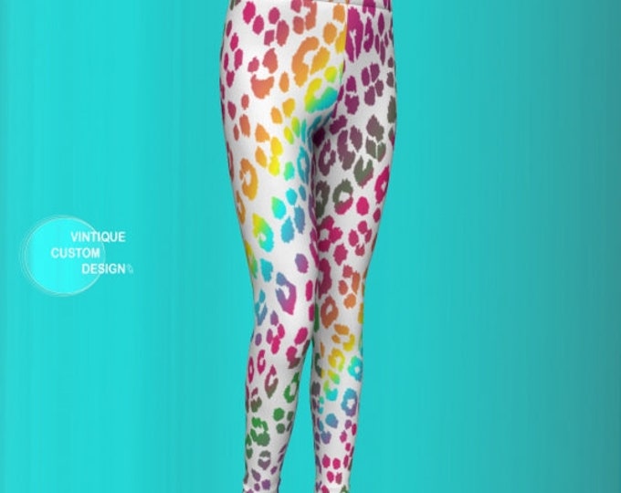 RAINBOW CHEETAH LEGGING'S for Girls Baby Leggings / Toddler Leggings Back to School Outfit for Kids Fashion Tights for Girls Dance Tights