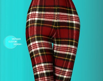 Plaid LEGGINGS Red Womens Leggings TARTAN PLAID Leggings for Women Sexy Leggings Holiday Leggings Sexy Yoga Pants Sexy Print Leggings