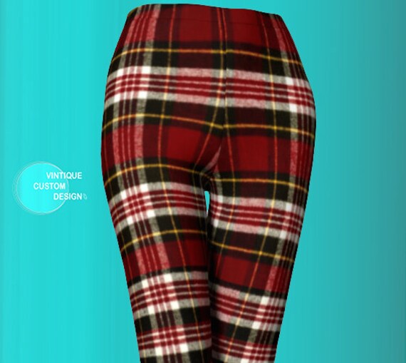 Plaid LEGGINGS Red Womens Leggings 
