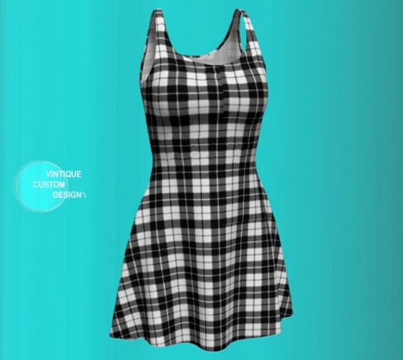 black and white tartan dress