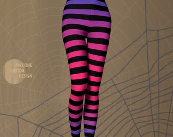 Neon Striped Leggings: Pink Purple Ombre, Witch Cosplay