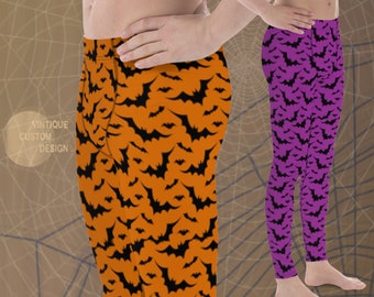 Mens Bat Print Leggings: Halloween Yoga Pants