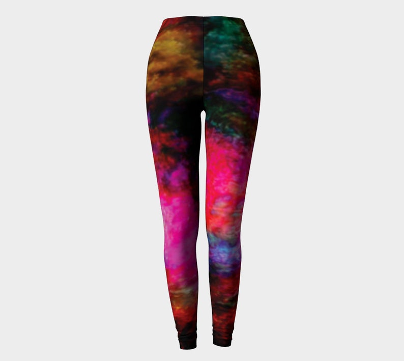 Rainbow Art Leggings: High Waist Yoga Pants, Rave Festival Clothing image 7