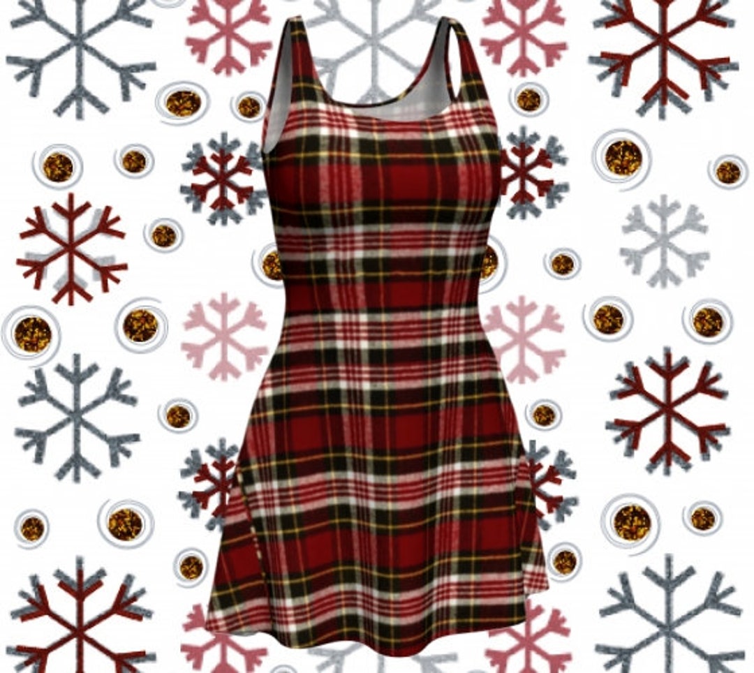 red tartan bodycon dress Red Plaid Off Shoulder Dress Size S