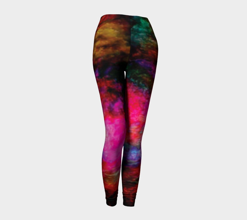 Rainbow Art Leggings: High Waist Yoga Pants, Rave Festival Clothing image 6