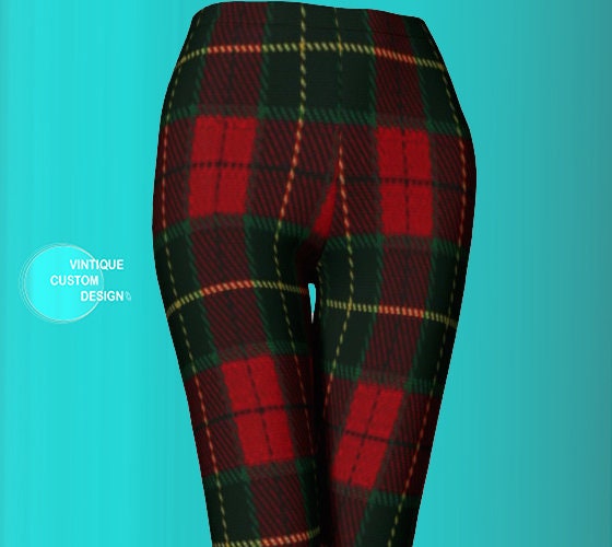 Plaid LEGGINGS Red TARTAN PLAID Yoga Leggings Womens Leggings Yoga