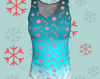 CANDY CANE TOP Christmas Tank Top Women's Tank Top Christmas Tank Top Workout Top Christmas Outfit Christmas Gift for Her Red and White Top