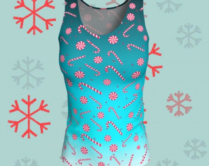CANDY CANE TOP Christmas Tank Top Women's Tank Top Christmas Tank Top Workout Top Christmas Outfit Christmas Gift for Her Red and White Top