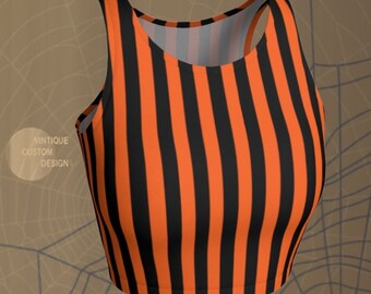 Striped Halloween Crop Top: Women's Rave Bralette