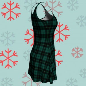 GREEN Tartan PLAID DRESS Womens Tartan Plaid Designer Bodycon Dress Mini Dress Sexy Mini Dress Womens Clothing Plaid Dresses Christmas Dress image 9