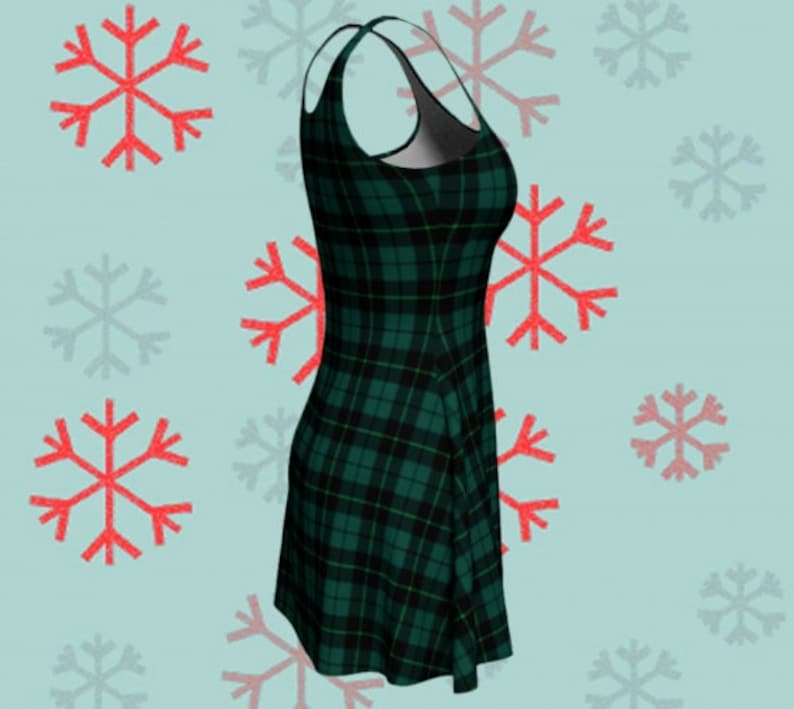 GREEN Tartan PLAID DRESS Womens Tartan Plaid Designer Bodycon Dress Mini Dress Sexy Mini Dress Womens Clothing Plaid Dresses Christmas Dress image 9