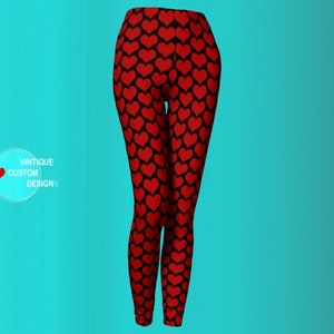 Women Valentine Compression Tights Seamless Red Heart Valentines Day  Leggings Plain High Waisted Low Rise Yoga Pants Hot Pink