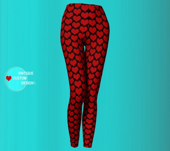 HEART LEGGINGS Valentines Day Leggings Sexy Print Leggings Women's Yoga  Pants Yoga Leggings Gifts for her Womens Leggings Heart Leggings