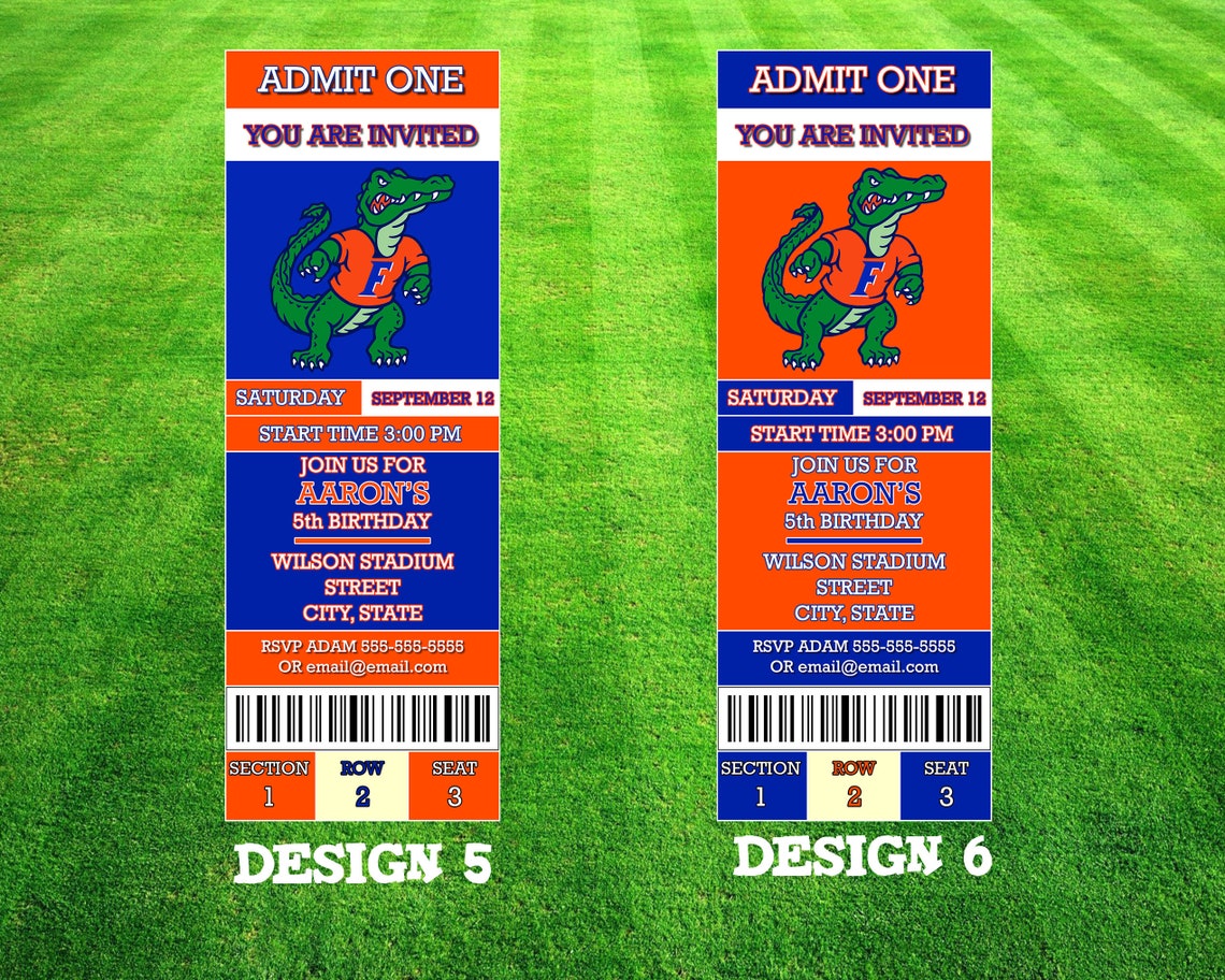 Florida Gators Ticket Invitation Etsy