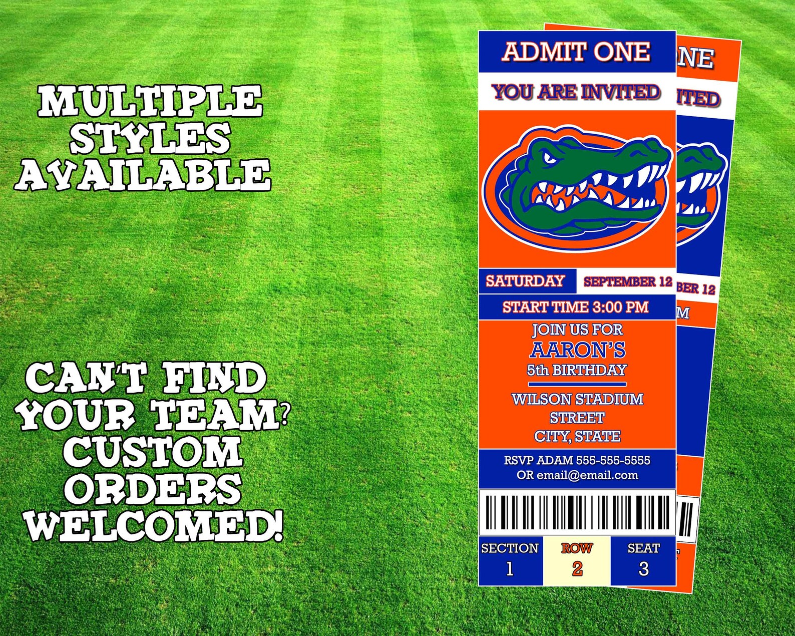 Florida Gators Ticket Invitation Etsy