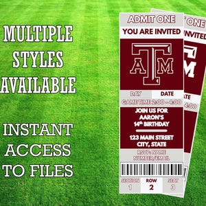 Texas A&M Aggies Ticket Invitation
