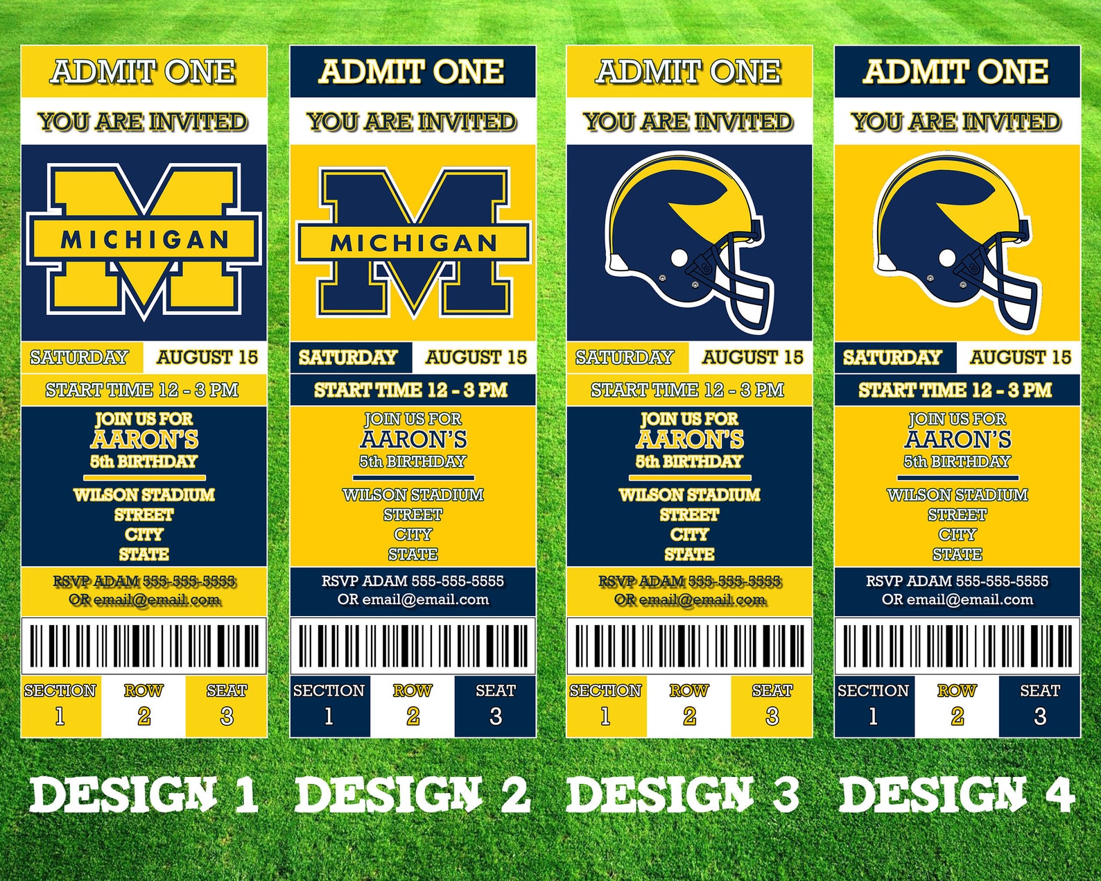 Michigan Wolverines Ticket Invitation Etsy