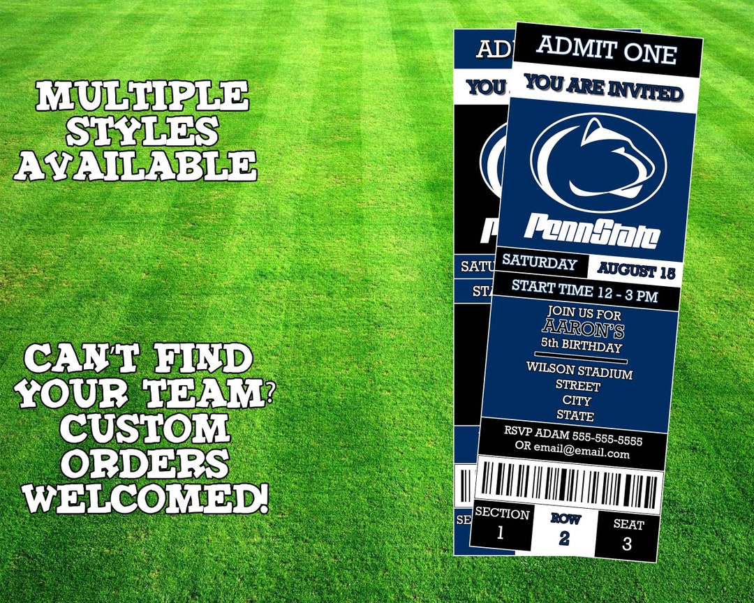 Penn State Ticket Invitation Etsy