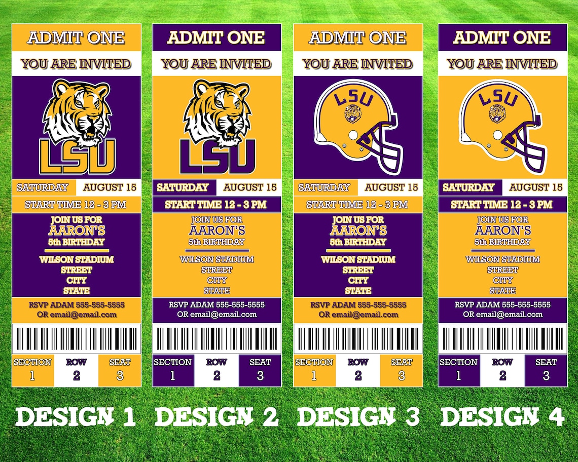 LSU Tigers Ticket Invitation Etsy