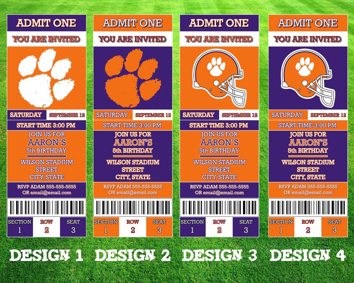Clemson Ticket Invitation Etsy