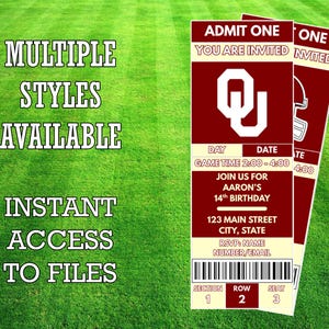 Oklahoma Sooners Ticket Invitation