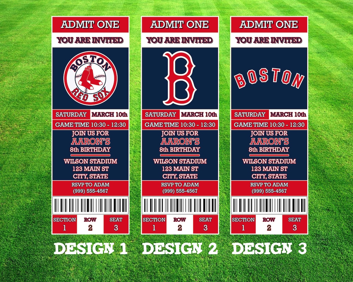 Boston Red Sox Ticket Invitation Etsy