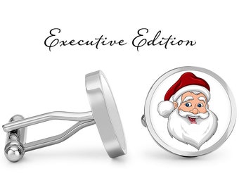 Engraved Chrome Case Personalised Santa Christmas Mens Christmas Cufflinks