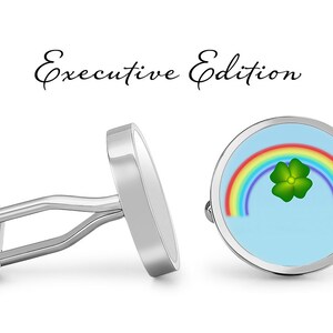 Rainbow 4 Leaf Clover Cufflinks - Clover Cufflinks - Rainbow Cufflinks - Lucky Cuff Links (Pair) Lifetime Guarantee (S0245)
