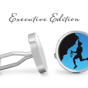 Rock Climbing Cufflinks - Rock Climber Cufflinks - Climbing Cuff Links - Outdoors Cufflink (Pair) Lifetime Guarantee (S0562)