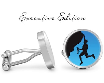 Rock Climbing Cufflinks - Rock Climber Cufflinks - Climbing Cuff Links - Outdoors Cufflink (Pair) Lifetime Guarantee (S0562)