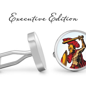 Spartan Warrior Cufflinks - Spartan Cuff Links - Greek Warrior Cufflink - Gladiator Cuff Link (Pair) Lifetime Guarantee (S1478)