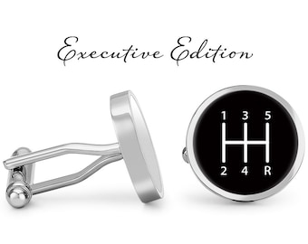 Executive Edition Steel-Core 5-Speed Shift Knob Cufflinks (Pair) Lifetime Guarantee (S0197)