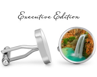 Waterfall Cufflinks - Havasupai Cufflinks - Grand Canyon Cuff Links - Arizona Cufflink (Pair) Lifetime Guarantee (S0621)