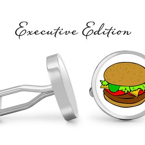 Hamburger Cufflinks - Cheeseburger Cufflinks Cuff Links - Burger Cuff Links (Pair) Lifetime Guarantee (S0980)