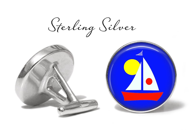 Lifetime Guarantee Boat Cufflinks Pair Maritime Cufflink - Sailboat Cufflinks Artsy Sailboat Cufflinks S0915 Beach Cuff Links