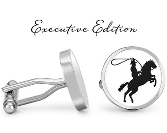 Cowboy Cufflinks - Lasso Cuff Links - Western Cufflink (Pair) Lifetime Guarantee (S1241)