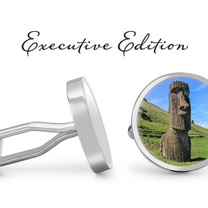 Easter Island Statue Cufflinks - Easter Island Cuff Links - Moai Cufflink - Polynesia Cuff Link (Pair) Lifetime Guarantee (S1321)
