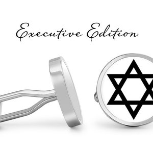 Davidstern Manschettenknöpfe - Jüdische Manschettenknöpfe - Religiöse Manschettenknöpfe - Hanukkah Manschettenknöpfe (Paar) Lebenslange Garantie (S0599)