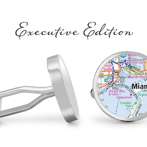 Miami Cufflinks Florida Cuff Links City Map Cufflink (Levenslange Garantie) S2195