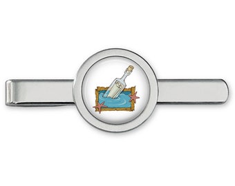 Message in a Bottle Tie Clip - SOS Tie Bar - Cufflinks Accessories (Lifetime Guarantee) T0072