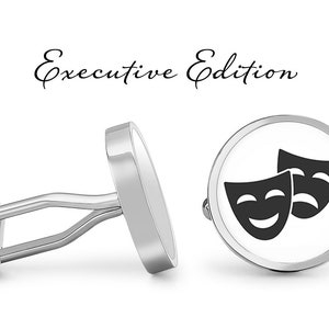 Theatrical Mask Cufflinks - Comedy and Tragedy Happy Sad Theatre Masks Cuff Links (Lifetime Guarantee) S2423