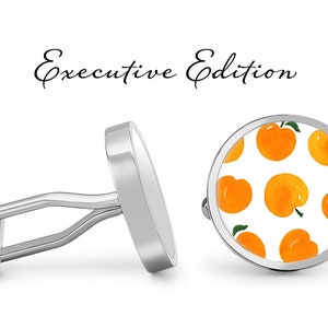 Peach Cufflinks Peaches Pattern Cuff Links (Lifetime Guarantee) S2237