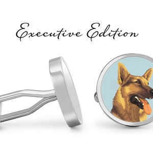 German Shepherd Cufflinks - Dog Cuff Links - K9 Cufflink - police Dog Guard Dog Cufflinks (Pair) Lifetime Guarantee (S0205)