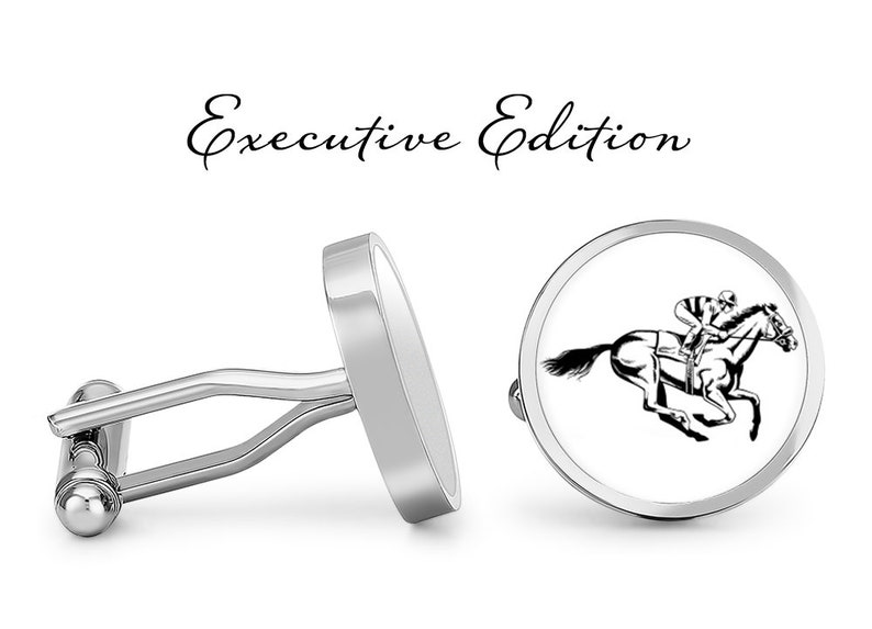 Jockey Cufflinks Horse Racing Cufflinks Horse Cuff Links Derby Cufflink Pair Lifetime Guarantee S0724 Executive Edition