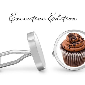 Cufflinks - Chocolate Cupcake Cufflinks - Chocolate Cufflinks - Dessert Cufflinks - Chocolate Lover Gift (Pair) Lifetime Guarantee (S0543)