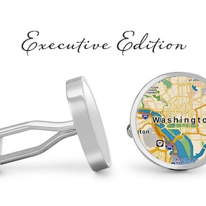 Washington DC Cufflinks Distrito de Columbia Cuff Links City Map Cufflink (Garantía de por vida) S2133